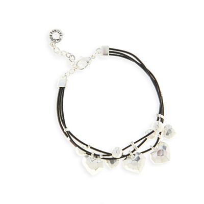 Silver plated hearts triple cord bracelet